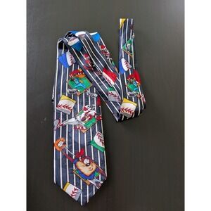 Looney Tunes Mania Tie Necktie Baseball All Over Print 1993 58" Korea Made